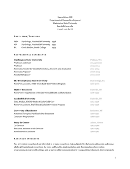 Laura Griner Hill Department of Human Development Washington State University Laurahill@Wsu.Edu (509) 335–8478