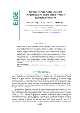 Effects of Pore-Water Pressure Distribution on Slope Stability Under Rainfall Infiltration