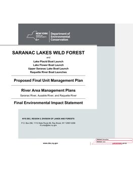 Saranac Lakes Wild Forest Proposed Final UMP Redline