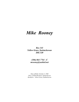 Mike Rooney Resume