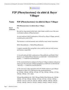 P2P [Phenylacetone] Via Aldol & Bayer Villager