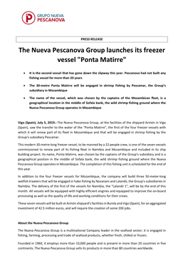 The Nueva Pescanova Group Launches Its Freezer Vessel 