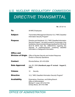 NRC Management Directive 12.2