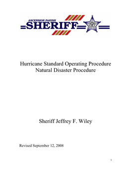 Hurricane Standard Operating Procedure Natural Disaster Procedure