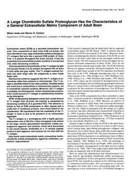 A Large Chondroitin Sulfate Proteoglycan Has the Characteristics of a General Extracellular Matrix Component of Adult Brain