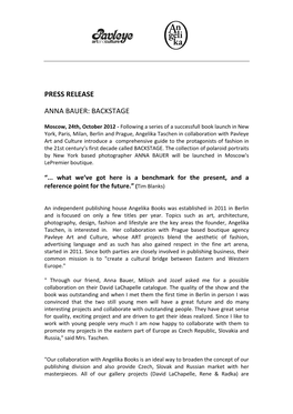 Press Release Anna Bauer