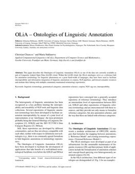 Olia – Ontologies of Linguistic Annotation