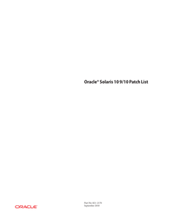 Oracle Solaris 10 910 Patch List