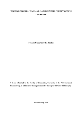 TIME and NATURE in the POETRY of NIYI OSUNDARE Francis