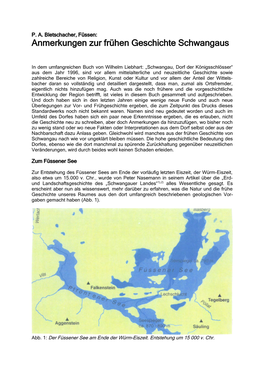 Anmerkungen Zur Frühen Geschichte Schwangaus