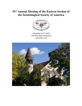 91St Annual Meeting of the Eastern Section of the Seismological Society of America