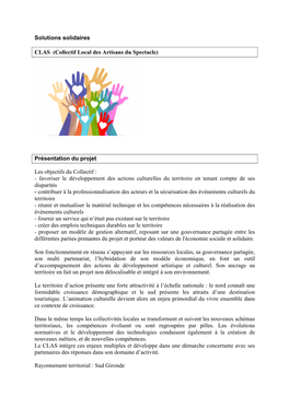 Solutions Solidaires CLAS (Collectif Local Des Artisans Du Spectacle