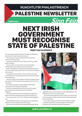 Next Irish Government Must Recognise State of Palestine