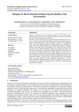 Elongata Sy Hu in Function of Improving the Quality of the Environment