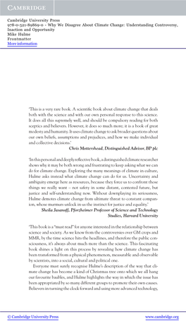 This Is a Very Rare Book. a Scientific Book About Climate Change That Deals Both with the Science and with Our Own Personal Response to This Science