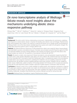 De Novo Transcriptome Analysis of Medicago Falcata