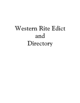 Western Rite Edict and Directory