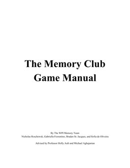 The Memory Club Game Manual