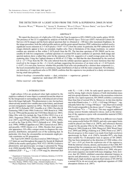 THE DETECTION of a LIGHT ECHO from the TYPE Ia SUPERNOVA 2006X in M100 Xiaofeng Wang,1,2 Weidong Li,1 Alexei V