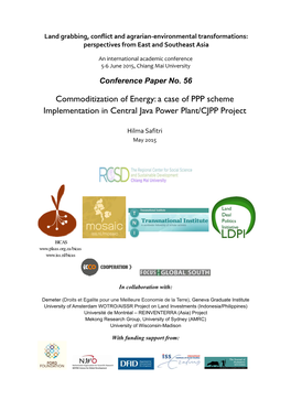 A Case of PPP Scheme Implementation in Central Java Power Plant/CJPP Project