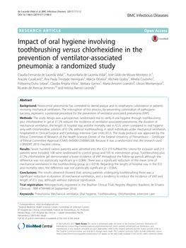 Impact of Oral Hygiene Involving Toothbrushing Versus Chlorhexidine in the Prevention of Ventilator-Associated Pneumonia: a Rand