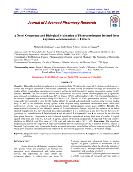 A Novel Compound and Biological Evaluation of Phytoconstituents Isolated from Erythrina Corallodendron L