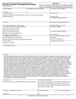 Simulation of Liquefaction-Induced Damage of the Port of Long Beach Using the UBC3DPLM Model December 2016 6