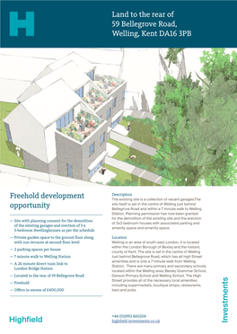 Freehold Development Opportunity Land to the Rear of 59 Bellegrove