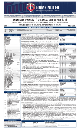 Twins Notes 4-2-19 at KC