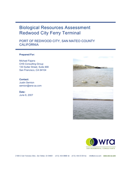 Biological Resources Assessment Redwood City Ferry Terminal