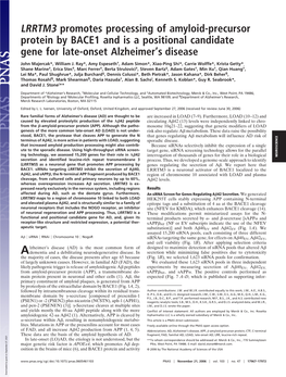 LRRTM3 Promotes Processing of Amyloid-Precursor Protein by BACE1 and Is a Positional Candidate Gene for Late-Onset Alzheimer’S Disease