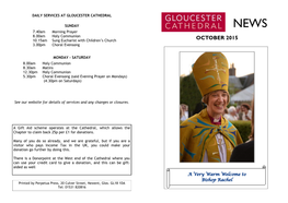 OCTOBER 2015 3.00Pm Choral Evensong