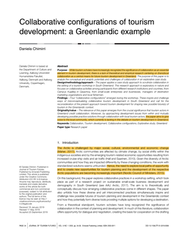 Collaborative Configurations of Tourism Development: a Greenlandic Example