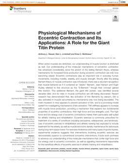 Physiological Mechanisms of Eccentric Contraction and Its Applications: a Role for the Giant Titin Protein