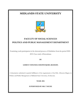 Faculty of Social Sciences Politics and Public Management Department