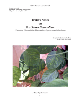 Trout's Notes on the Genus Desmodium