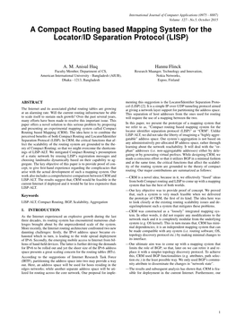 A Compact Routing Based Mapping System for the Locator/ID Separation Protocol (LISP)