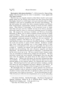 Burroughs's 'John James Audubon.' • -- of the Twenty-Five' Beaconbiog- Raphies' Thus Far Issued,Only Two Relate to Naturalists-- Louis Agassiz and John James Audubon