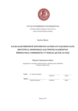 VYTAUTO DIDŢIOJO UNIVERSITETAS Saulius Skučas