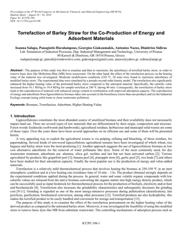 Torrefaction of Barley Straw for the Co-Production of Energy and Adsorbent Materials