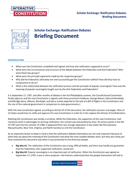 Ratification Debates Briefing Document