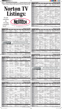 08 2-17-09 TV Guide.Indd 1 2/16/09 12:18:11 PM