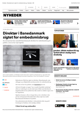 Direktør I Banedanmark Sigtet for Embedsmisbrug | Nyheder | DR 31/07/2016 01.50