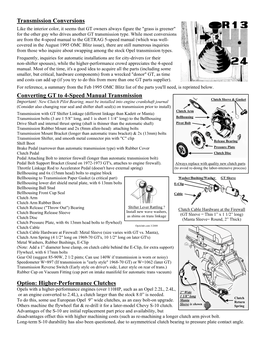 Converting GT to 4-Speed Manual Transmission