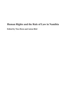 Human Rights and the Rule of Law in Namibia