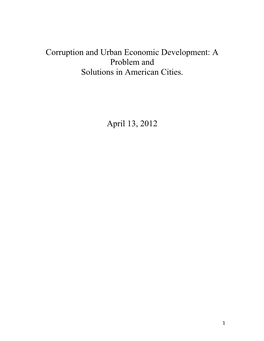 Corruption and Urban Economic Development: a Problem and Solutions in American Cities