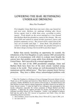 Lowering the Bar: Rethinking Underage Drinking