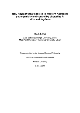 New Phytophthora Species in Western Australia: Pathogenicity and Control by Phosphite in Vitro and in Planta