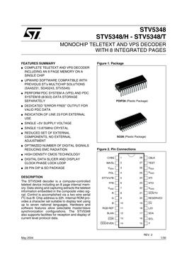 Monochip Teletext and Vps Decoderwith 8 Integrated