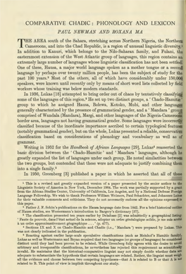 Comparative Chadic : Phonology and Lexicon